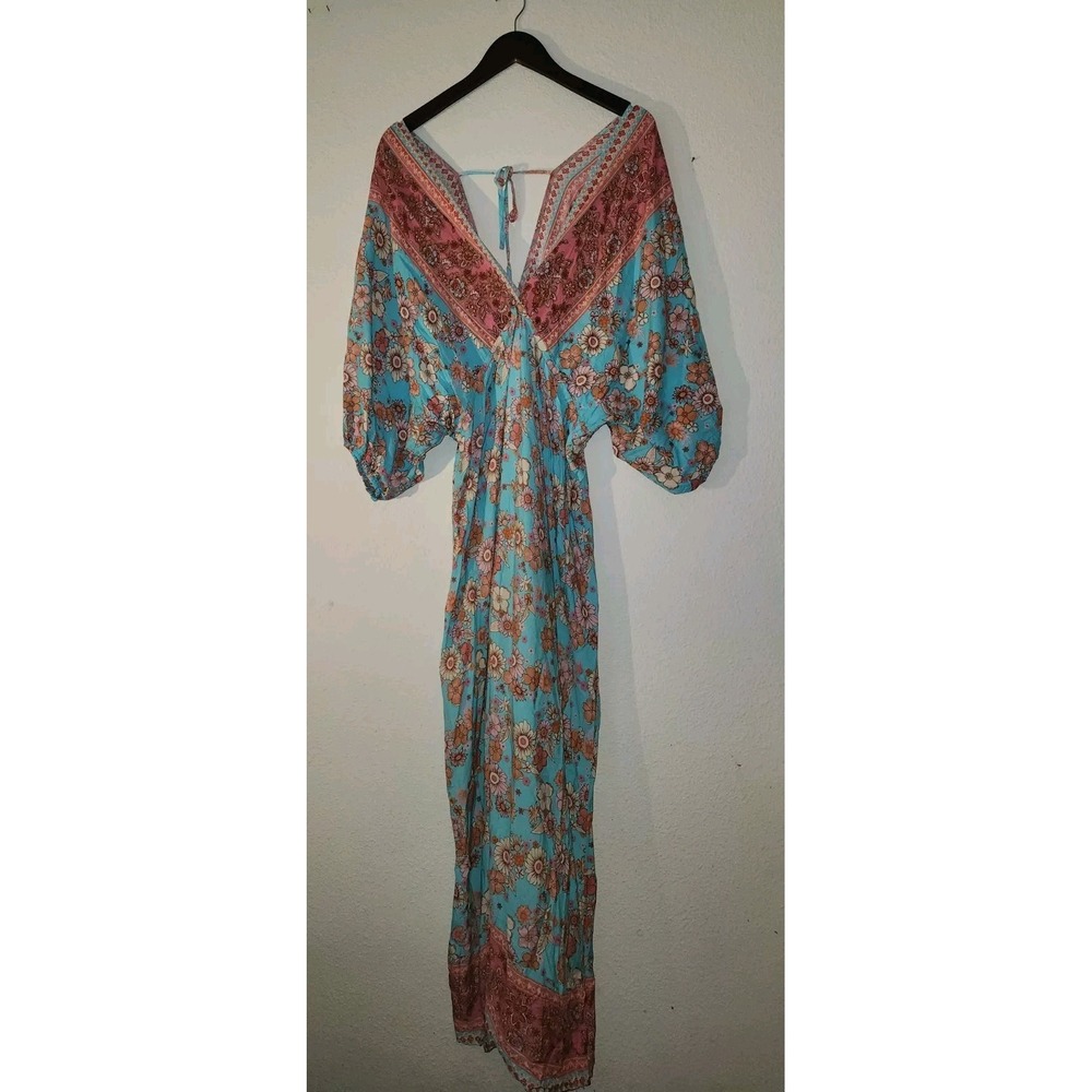 NEW! Cupshe Boho Floral Beach Dress Plunging V Neck XL Tie Back Maxi Summer